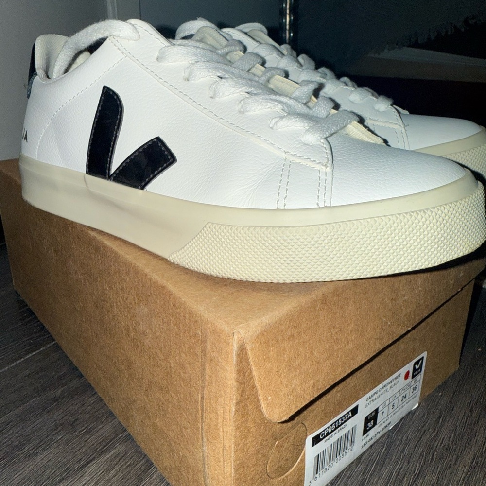 Veja Women’s White and Black Sneakers,
Campo Chromefree
